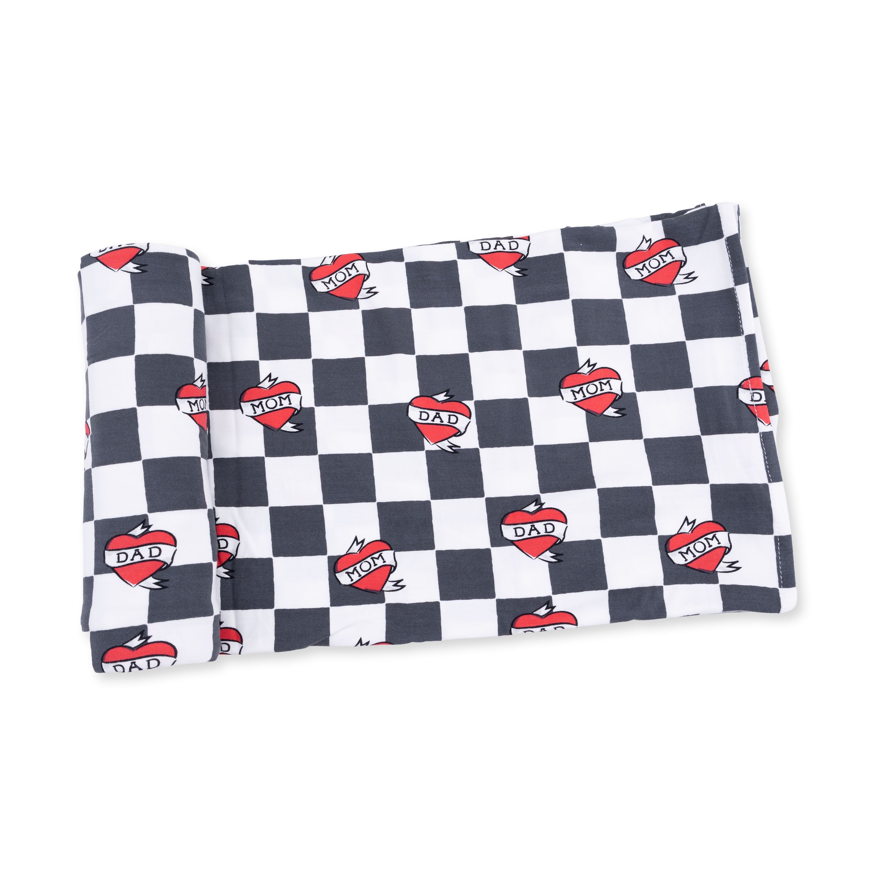 Heart Tattoo Check Black - Swaddle Blanket