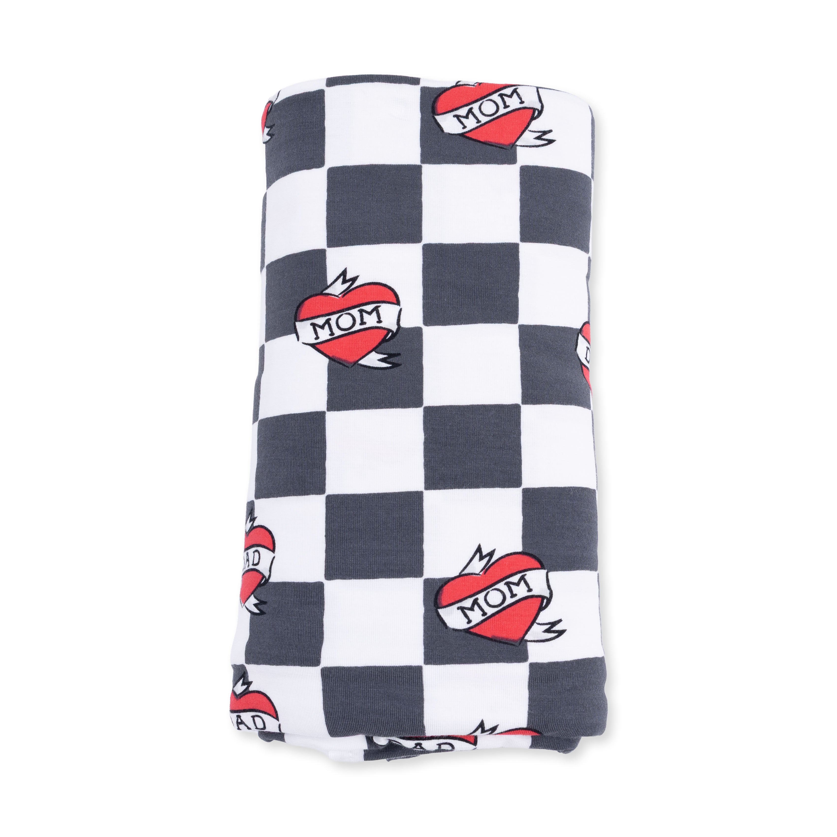 Heart Tattoo Check Black - Swaddle Blanket