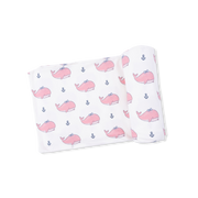 Bubbly Whale With Bow  Pink - Swaddle Blanket