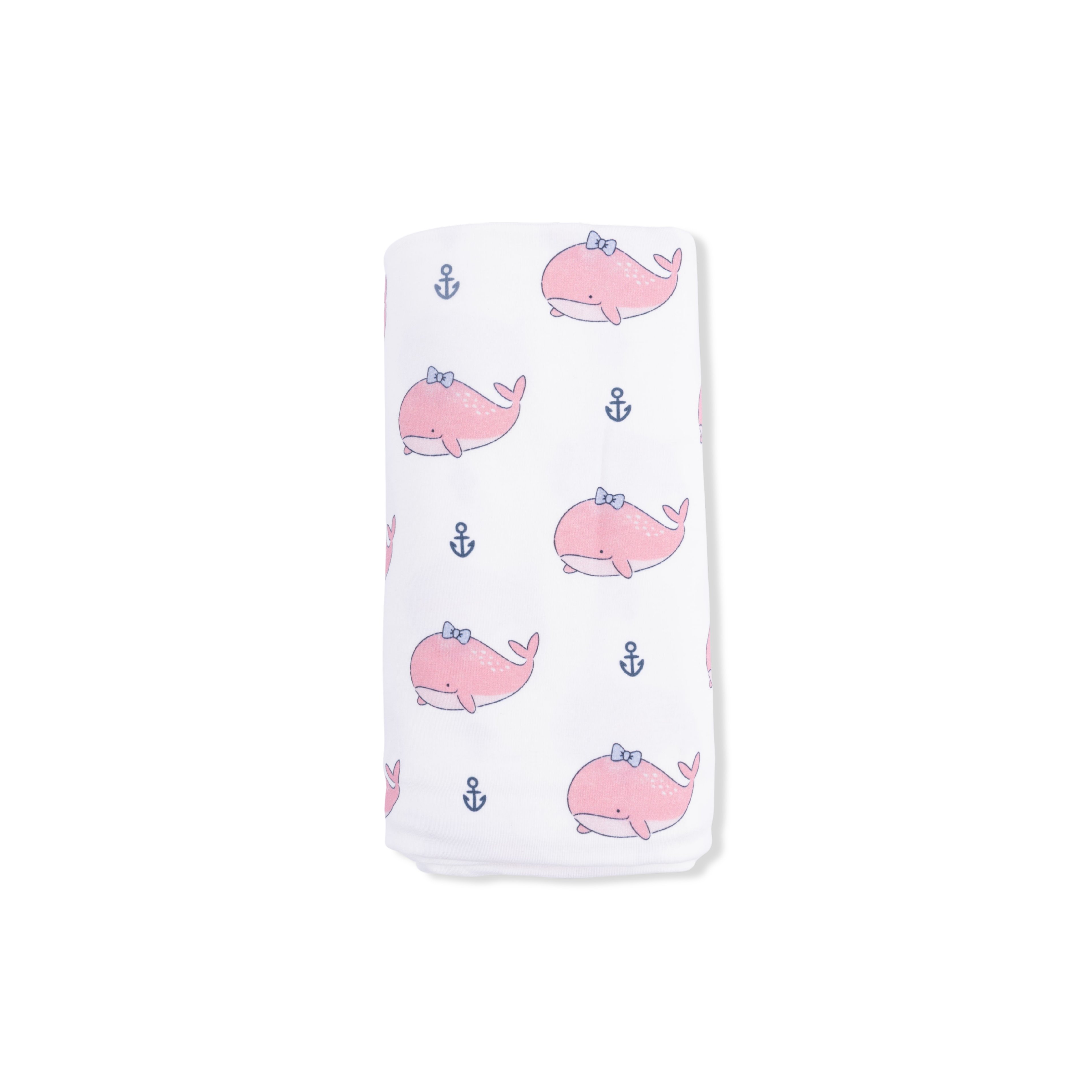 Bubbly Whale With Bow  Pink - Swaddle Blanket
