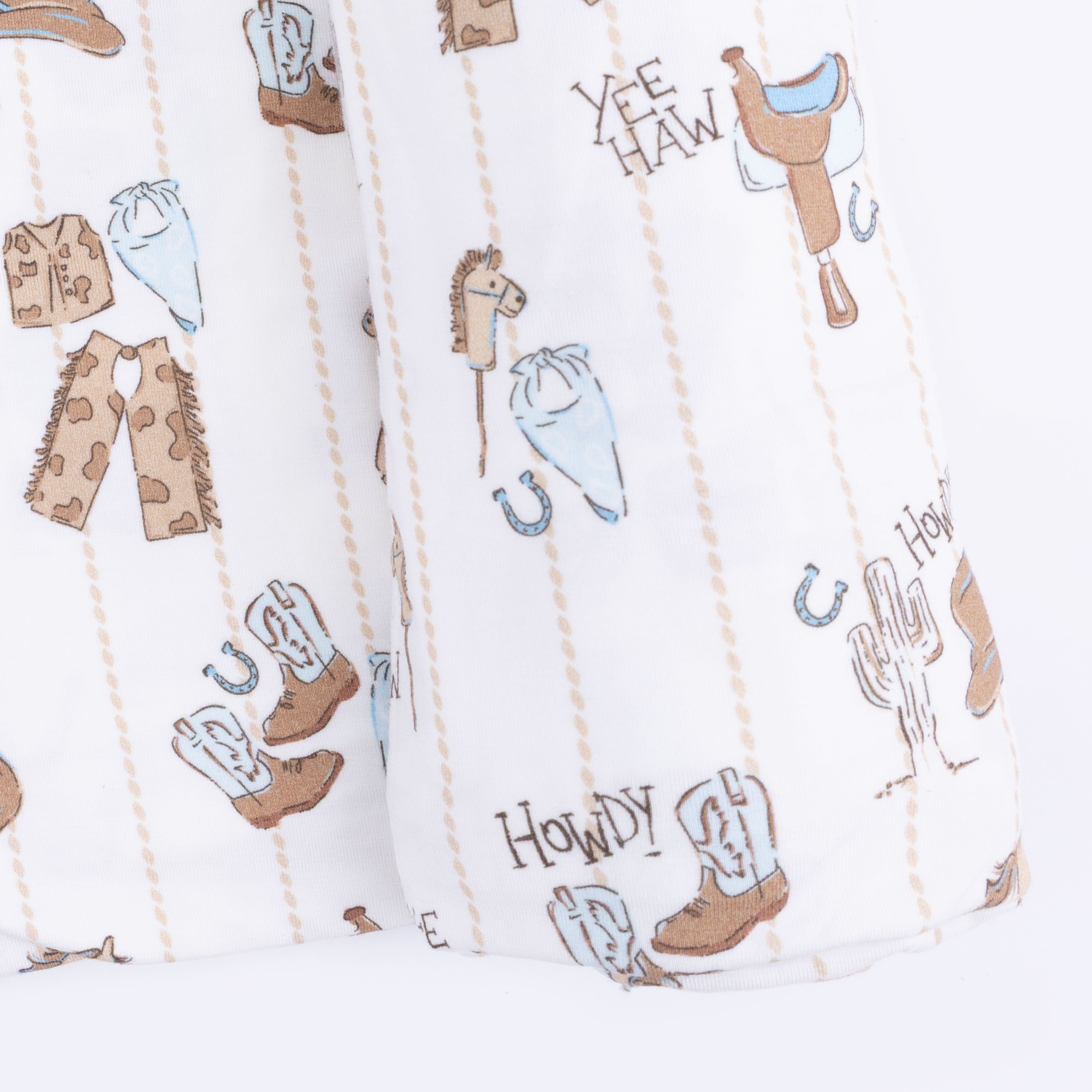 Cowboy Nursery -  2 Way Zipper Footie, Bandana Bib, & Swaddle Blanket Set