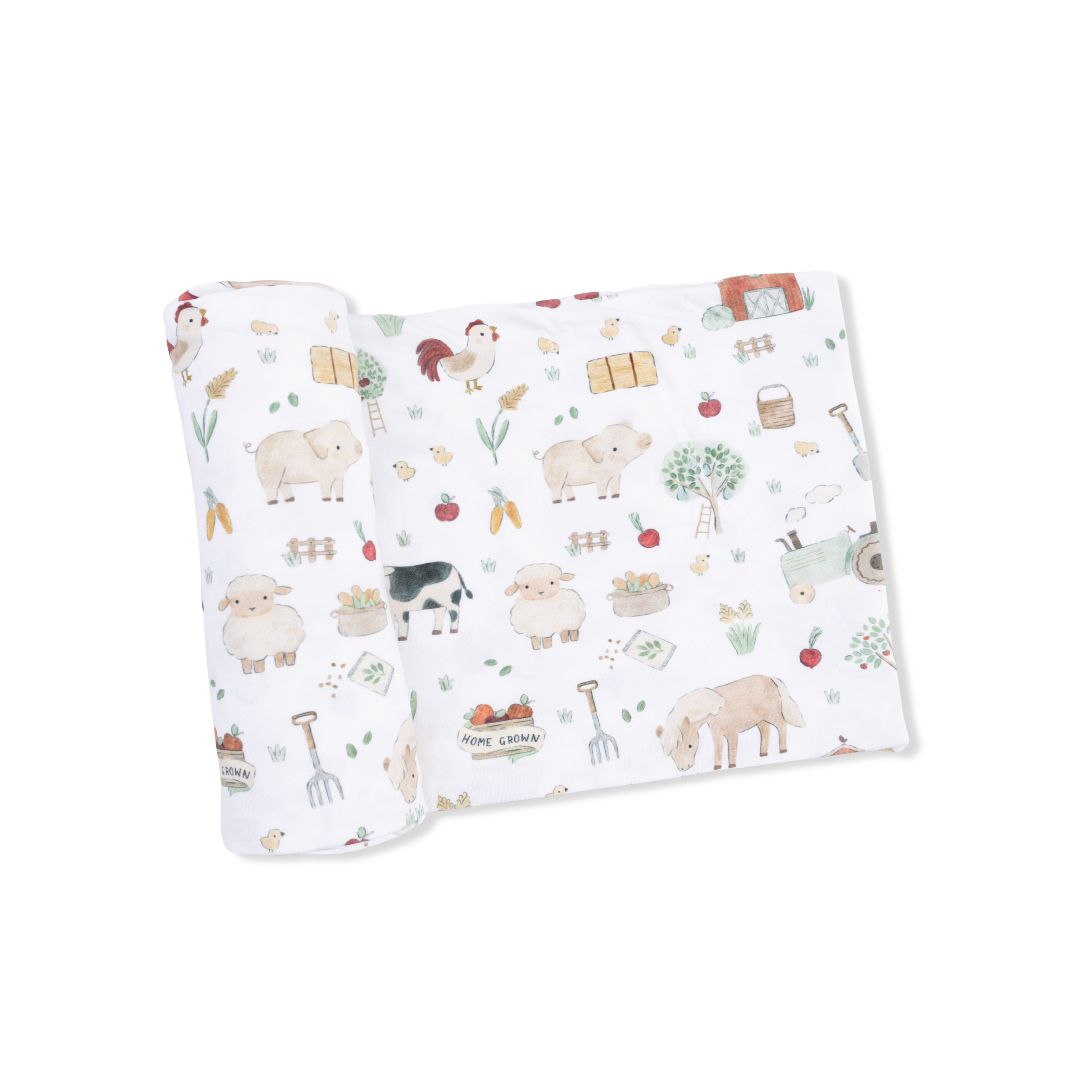 Cute Farm Animals Uni - 2 Way Zipper Footie, Swaddle  & Bandana Bib Set