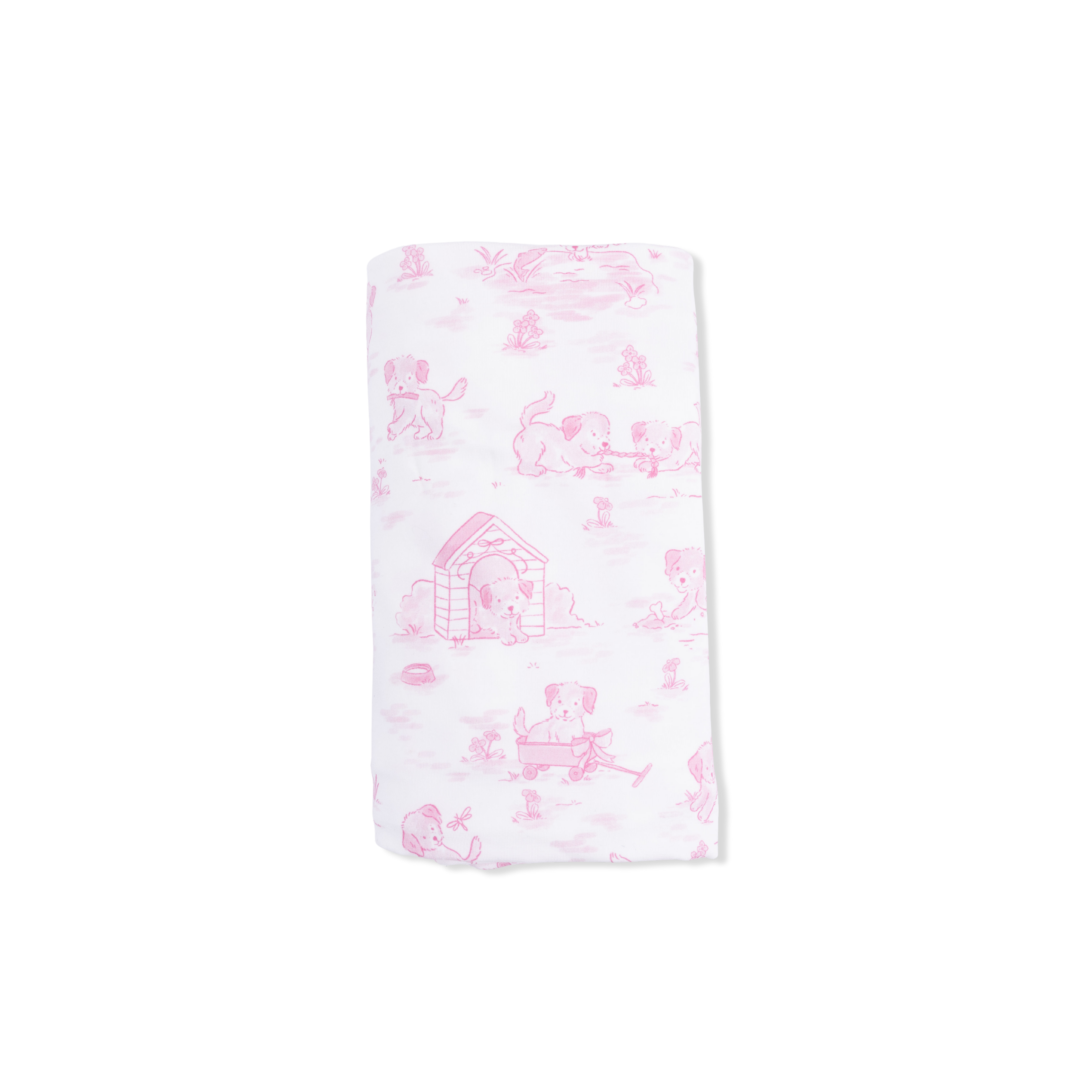 Puppy Toile Pink - Swaddle Blanket