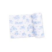 Puppy Toile Blue - Swaddle Blanket