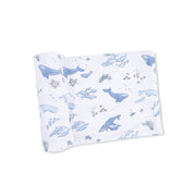 Watercolor Blue Whales - Swaddle Blanket