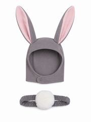 Gray Bunny Bonnet And Bunny Tail Set