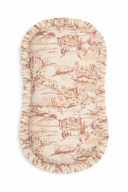 Brown Toile Ruffle Baby Lounger Cover