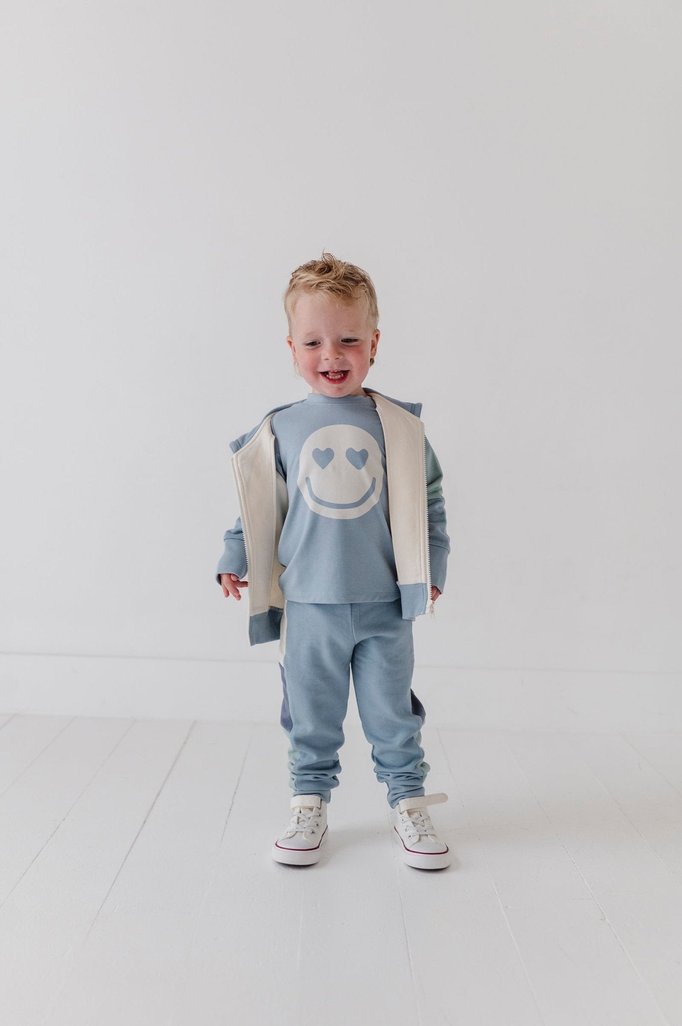 Boys Long Sleeve Track Set In Dusty Blue