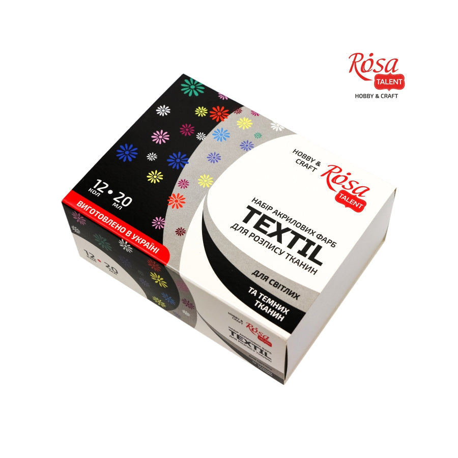 Set Of Acrylic Paints For Textile, 12*20ml/0.68oz, Rosa Talent
