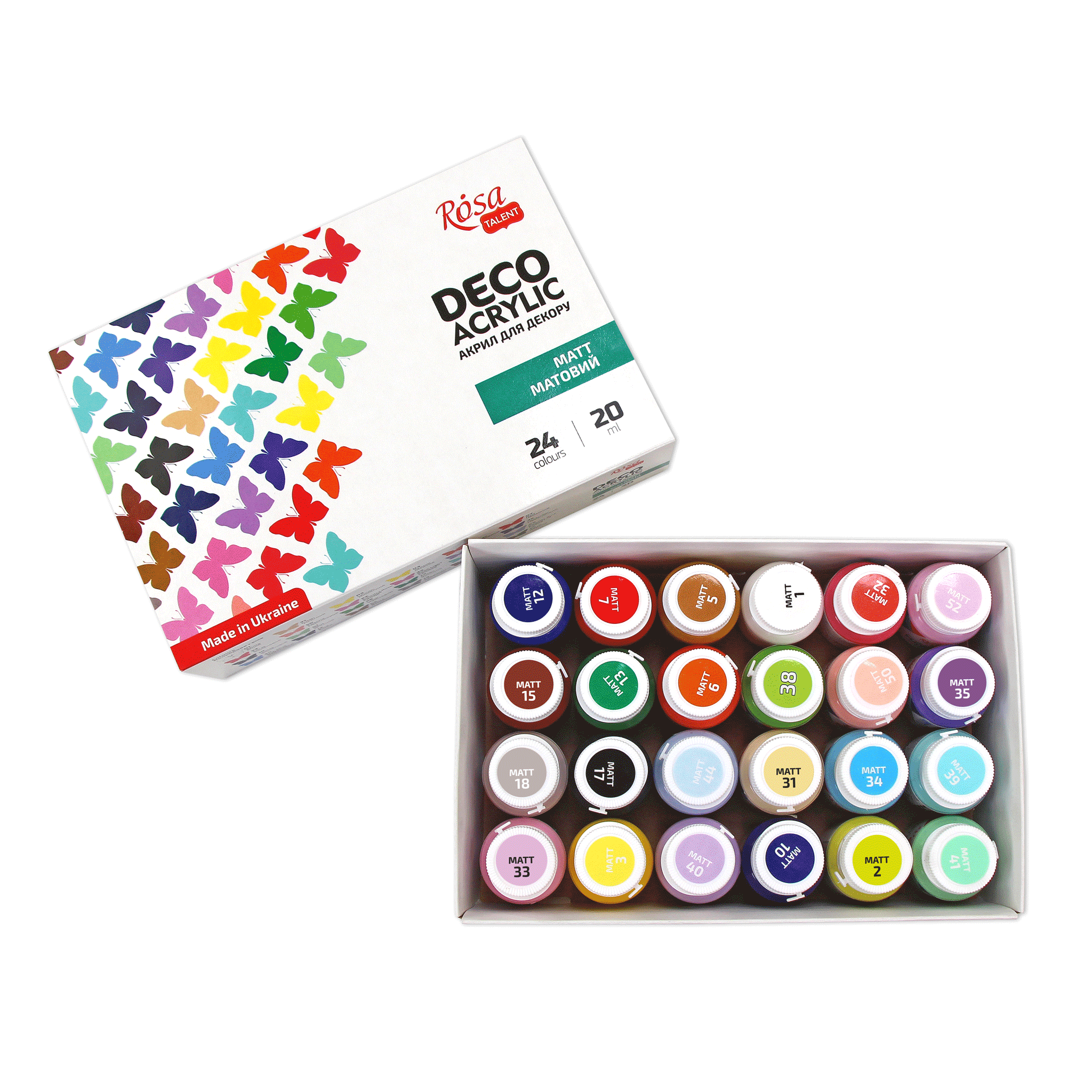 Matt Acrylic Paint For Decor Set, 24*20ml Rosa Talent
