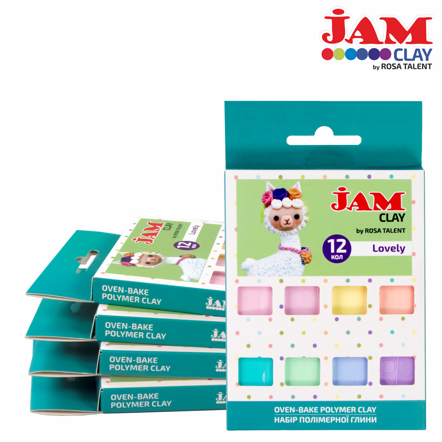 Polimer Clay, Set "lovely", 12x20g, Jam Clay, Rosa Talent