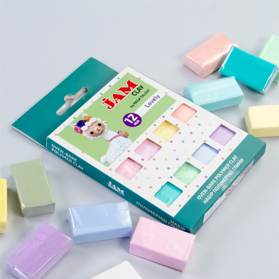 Polimer Clay, Set "lovely", 12x20g, Jam Clay, Rosa Talent