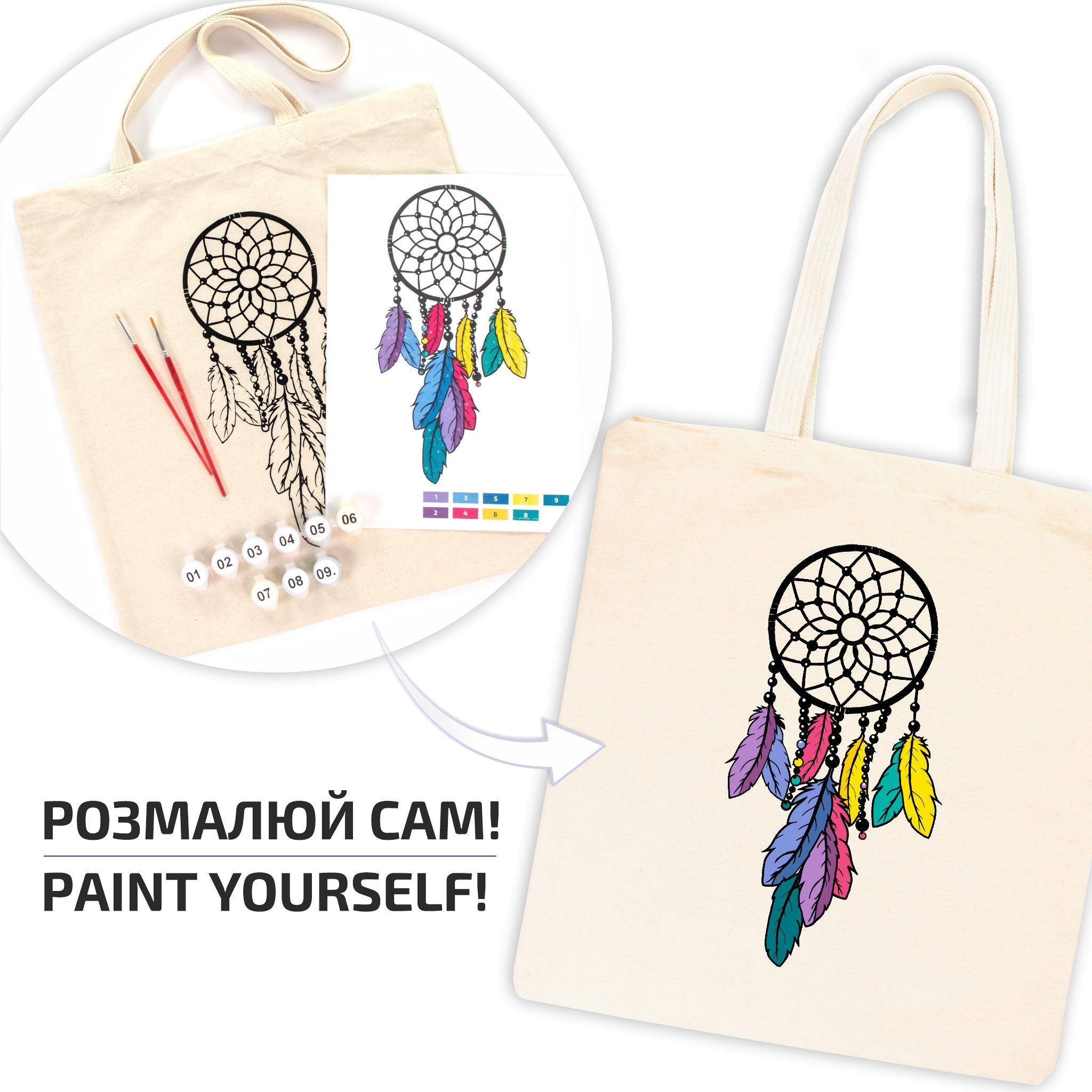Rosatalent: Eco-friendly Cotton Ecobag Coloring Kit – Dream Catcher (220 Gsm, 38x42 Cm)