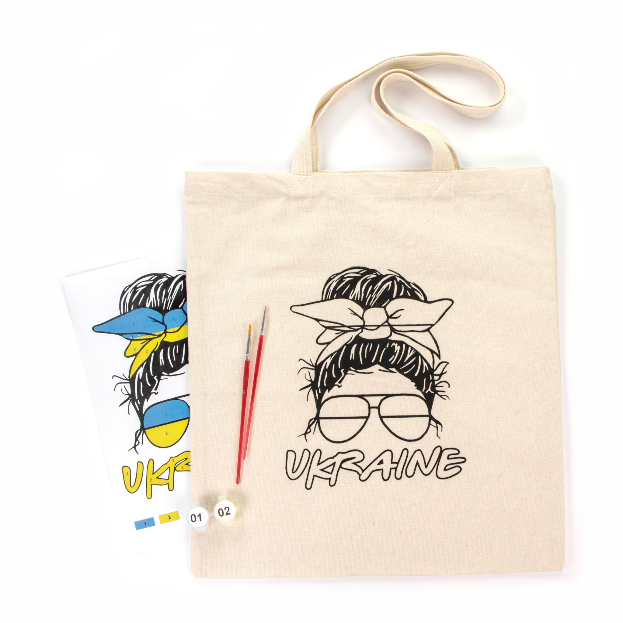 Rosatalent: Eco-friendly Cotton Ecobag Coloring Kit – Ukraine Design (220 Gsm, 38x42 Cm)