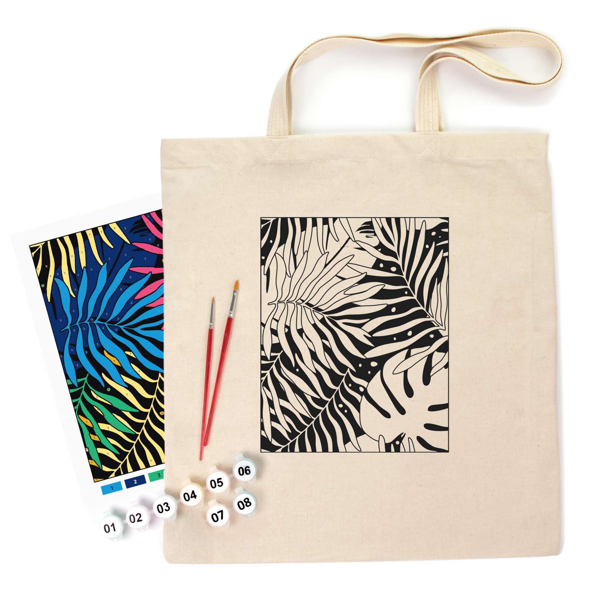 Rosatalent: Eco-friendly Cotton Ecobag Coloring Kit – Bright Leaves (220 Gsm, 38x42 Cm)