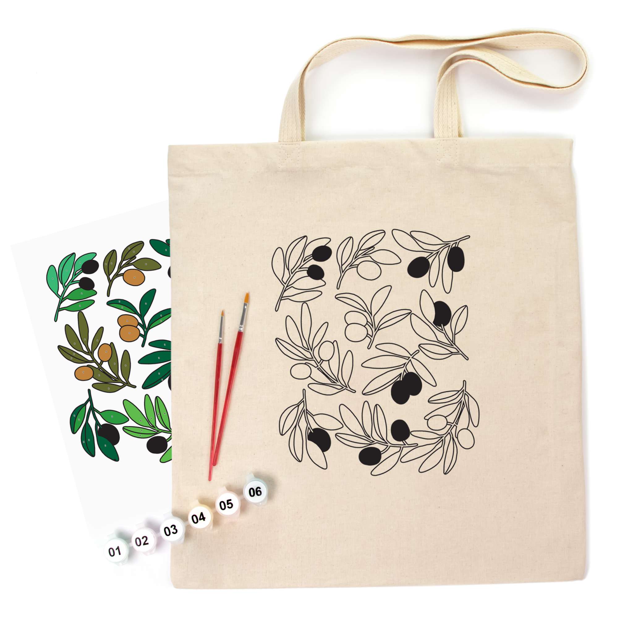 Rosatalent: Eco-friendly Cotton Ecobag Coloring Kit – Olives (220 Gsm, 38x42 Cm)