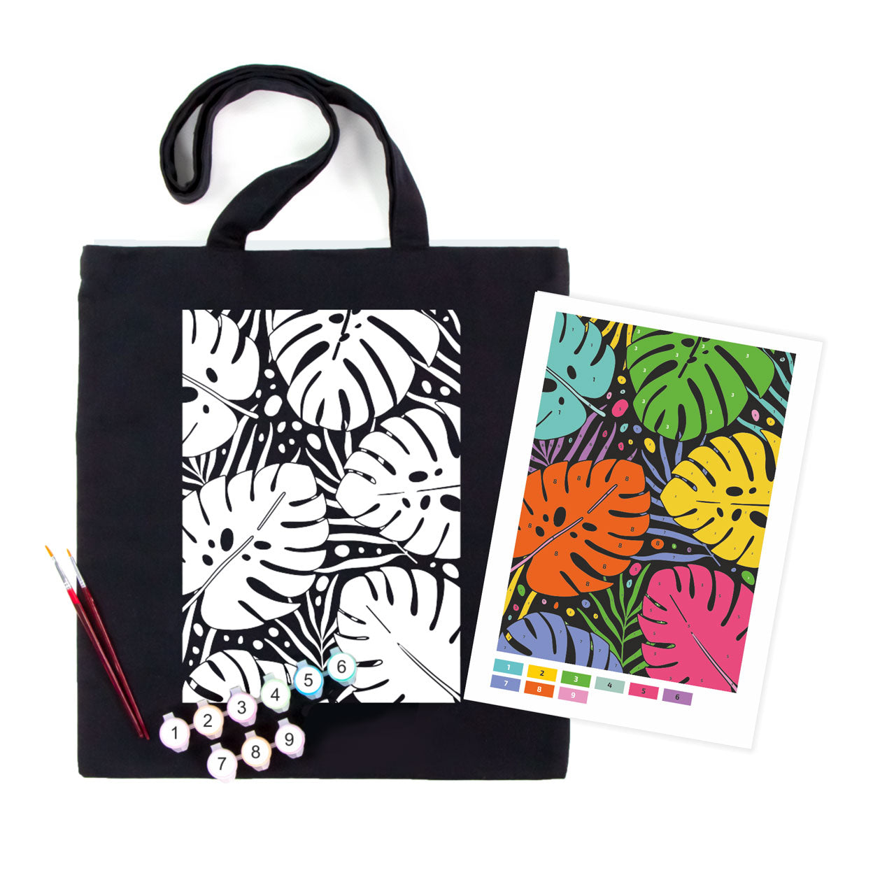 Rosatalent: Eco-friendly Cotton Ecobag Coloring Kit – Tropical Leaves (220 Gsm, 38x42 Cm)