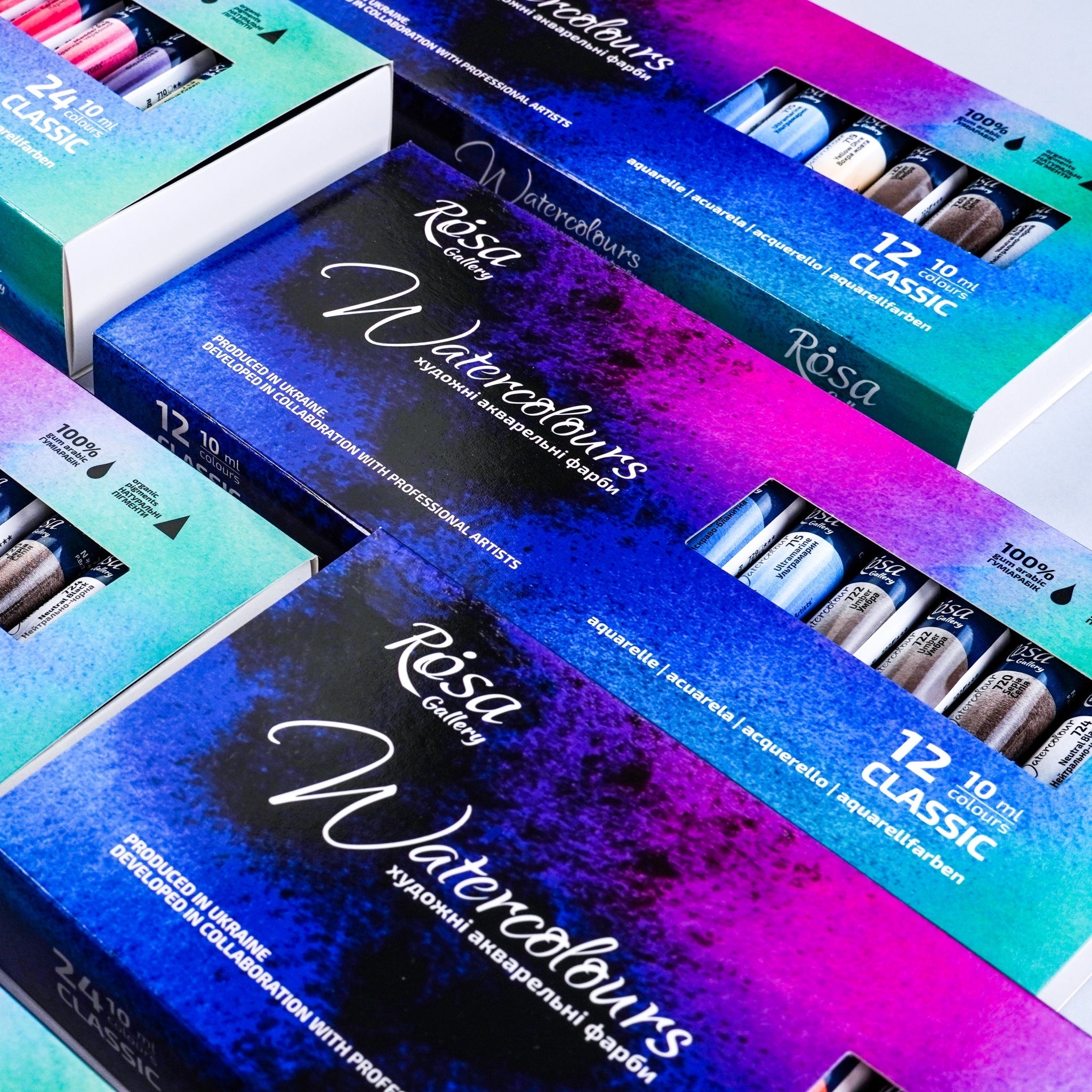 Rosa Gallery Artists' Watercolor Set Classic - 12x10 Ml Tubes | Premium Watercolours In Cardboard Box