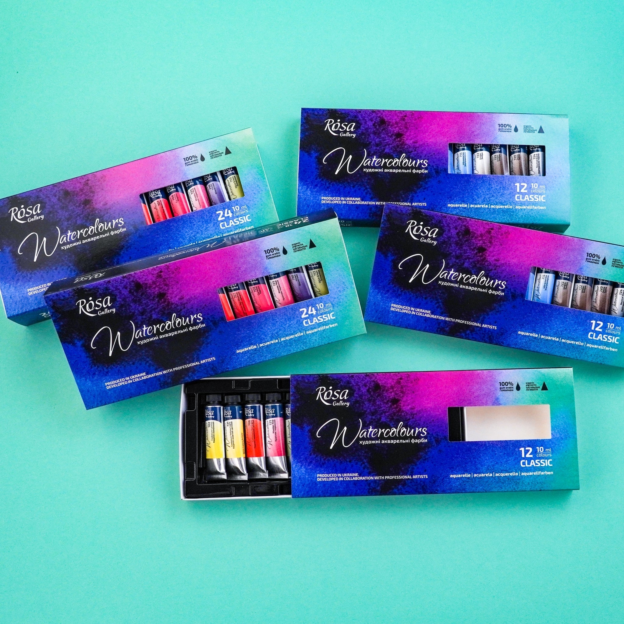 Rosa Gallery Artists' Watercolor Set Classic - 12x10 Ml Tubes | Premium Watercolours In Cardboard Box