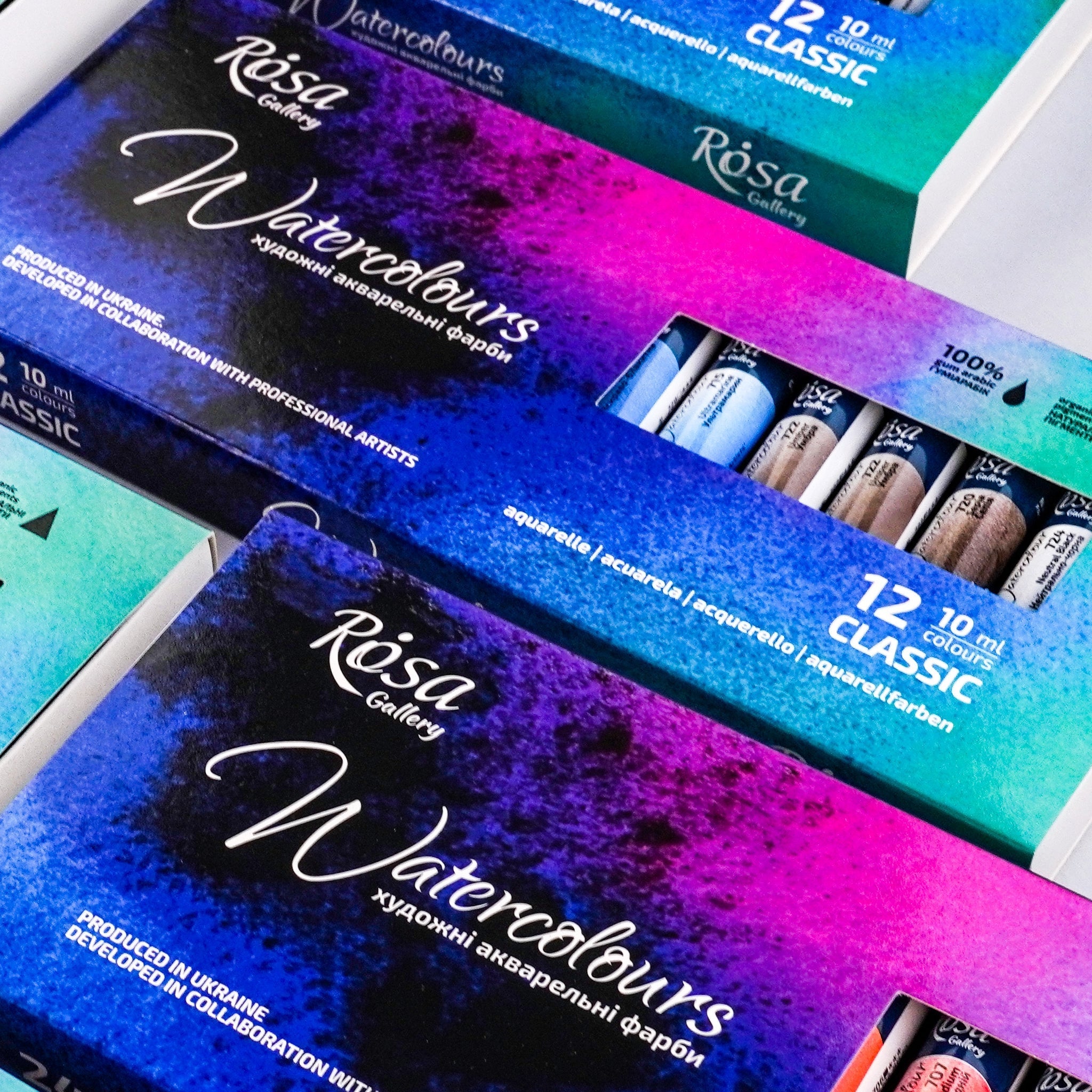 Rosa Gallery Artists' Watercolor Set Classic - 12x10 Ml Tubes | Premium Watercolours In Cardboard Box