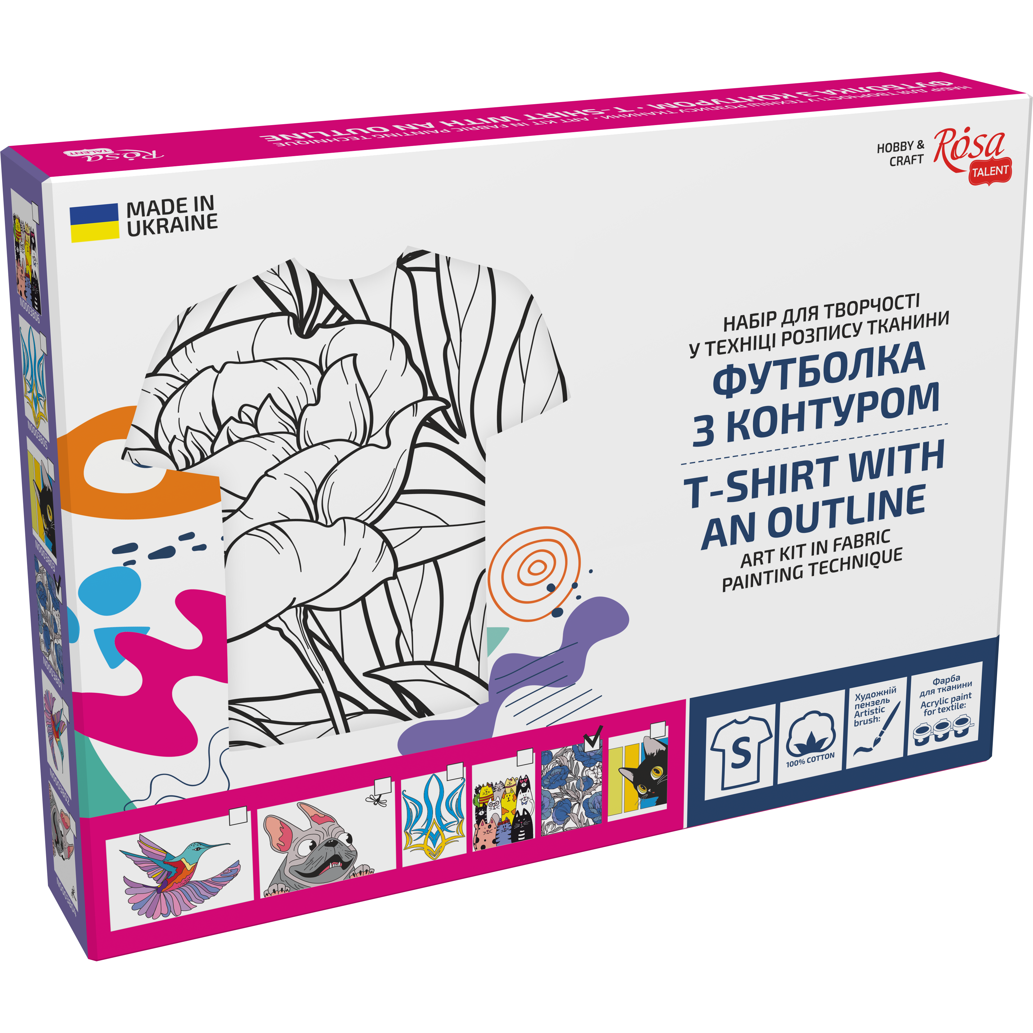 T-shirt Painting "blue Peonies" - 100% Cotton, Size S By Rosa Talent