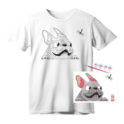 T-shirt Painting "pug" - 100% Cotton, Size S By Rosa Talent