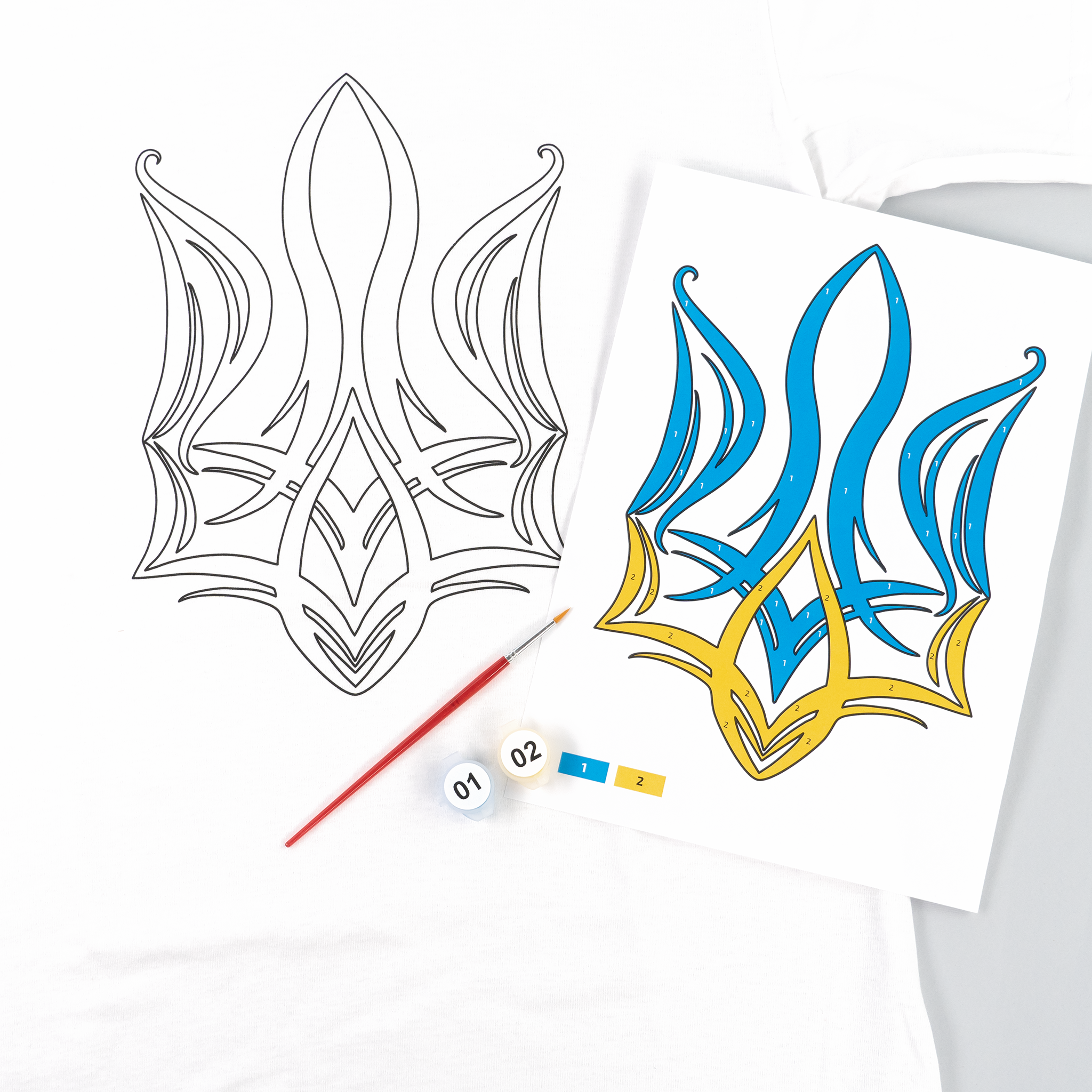 T-shirt Painting "trident" - 100% Cotton, Size S By Rosa Talent
