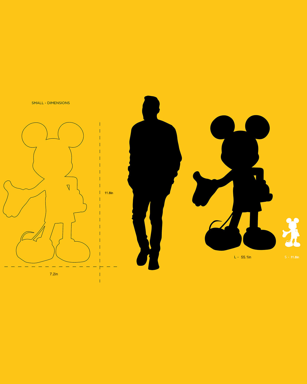 Mickey Mouse Star Style Black & Grey 12in