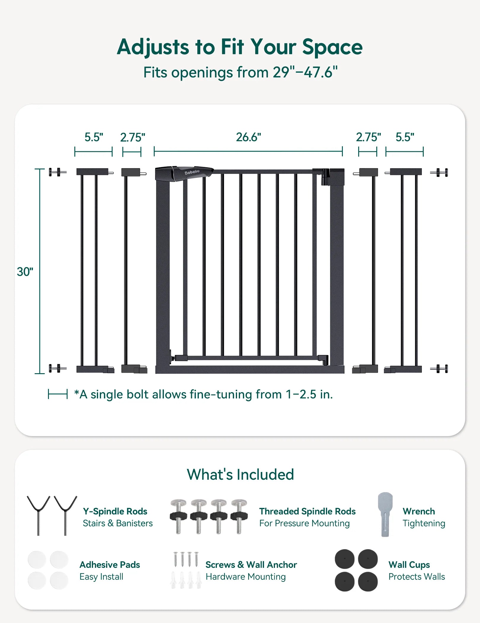 Pressguard P7 | Expandable Baby Gate Pressure Mounted Fits Standard To Wide