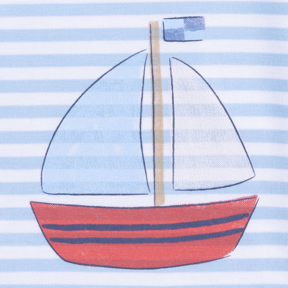 Bubbly Sailboat Stripe - Crew Neck Tee With Cargo Short