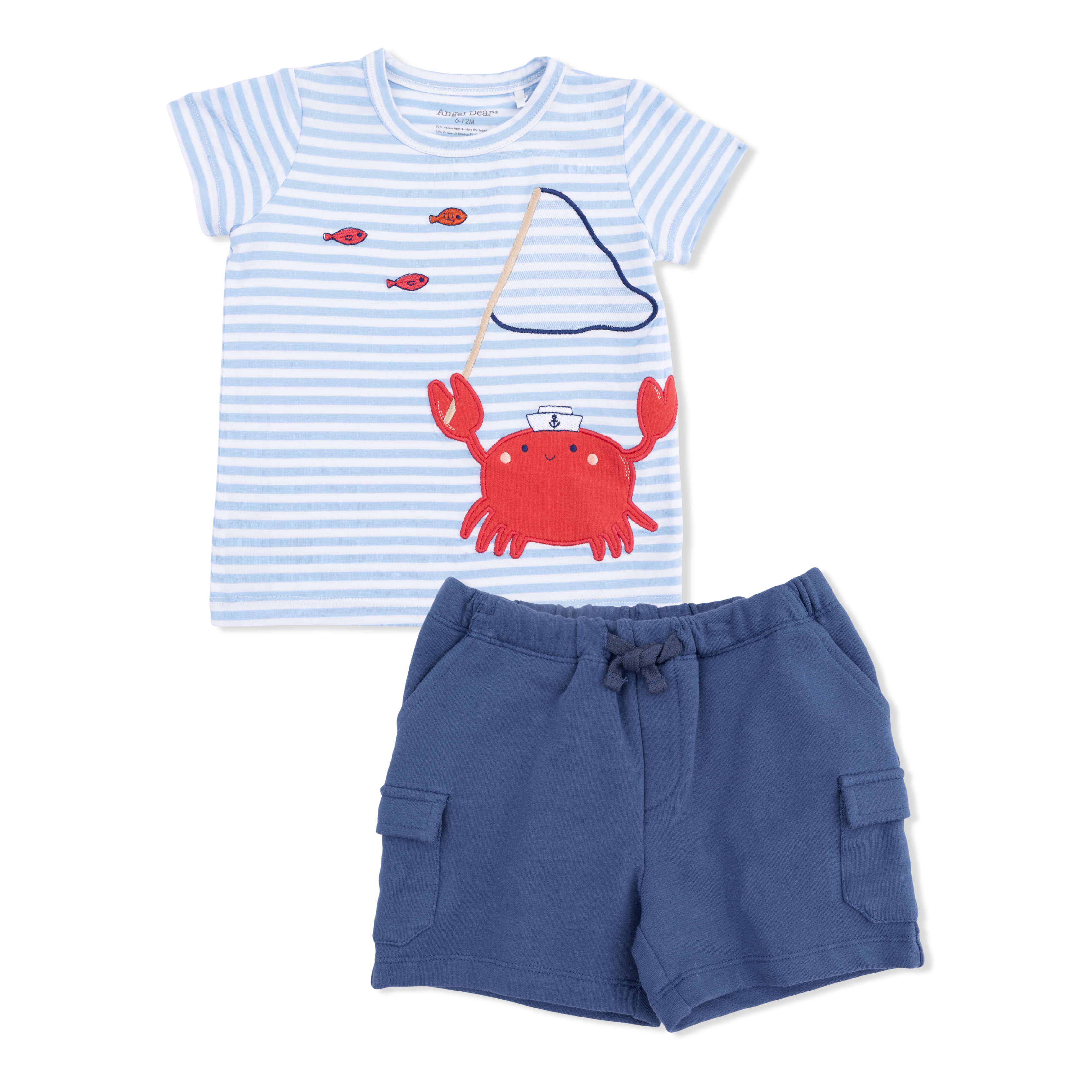 Sailor Sea Creatures Appliques - Crew Neck Tee With Cargo Short