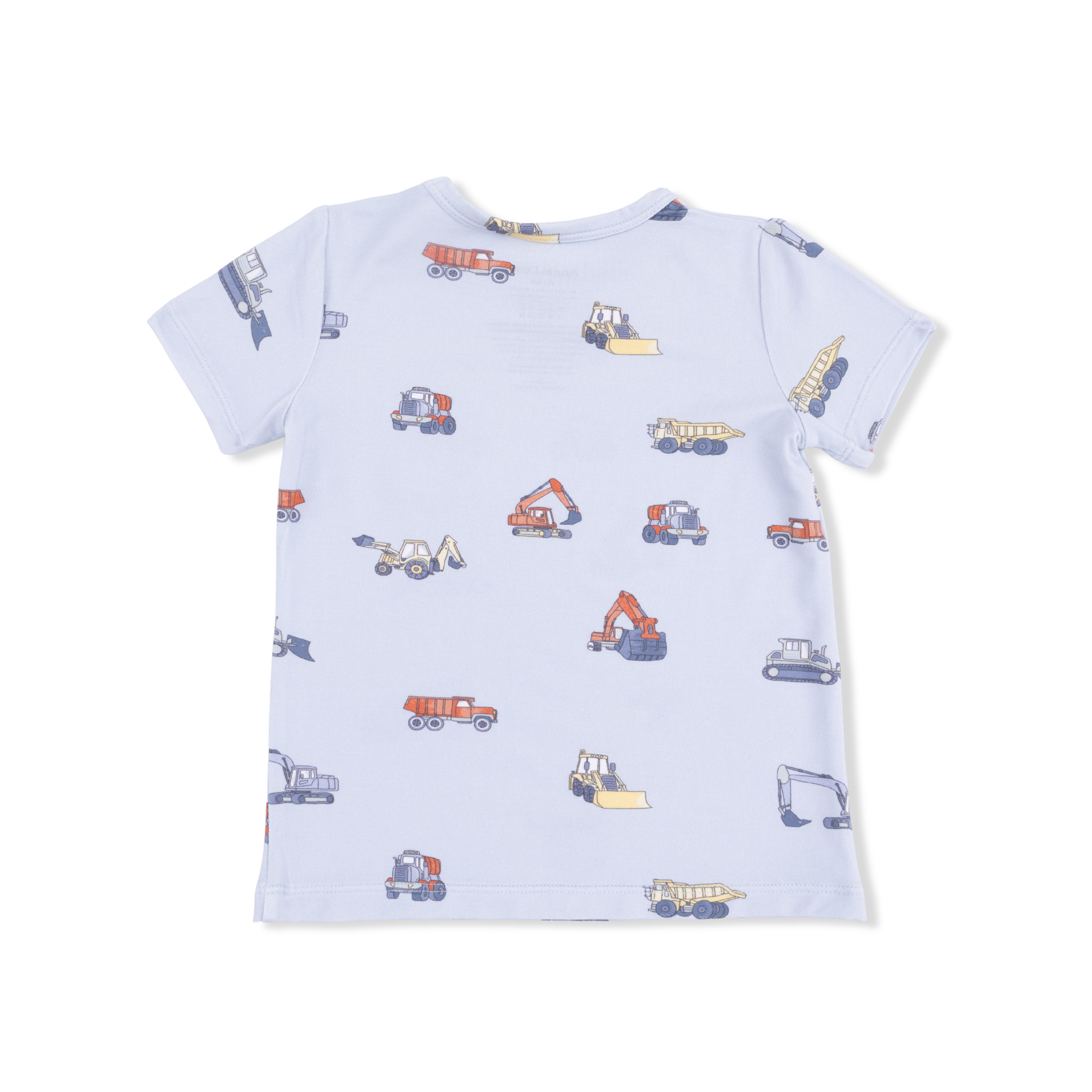 Construction Vehicles - Crew Neck Tee With Casual Short