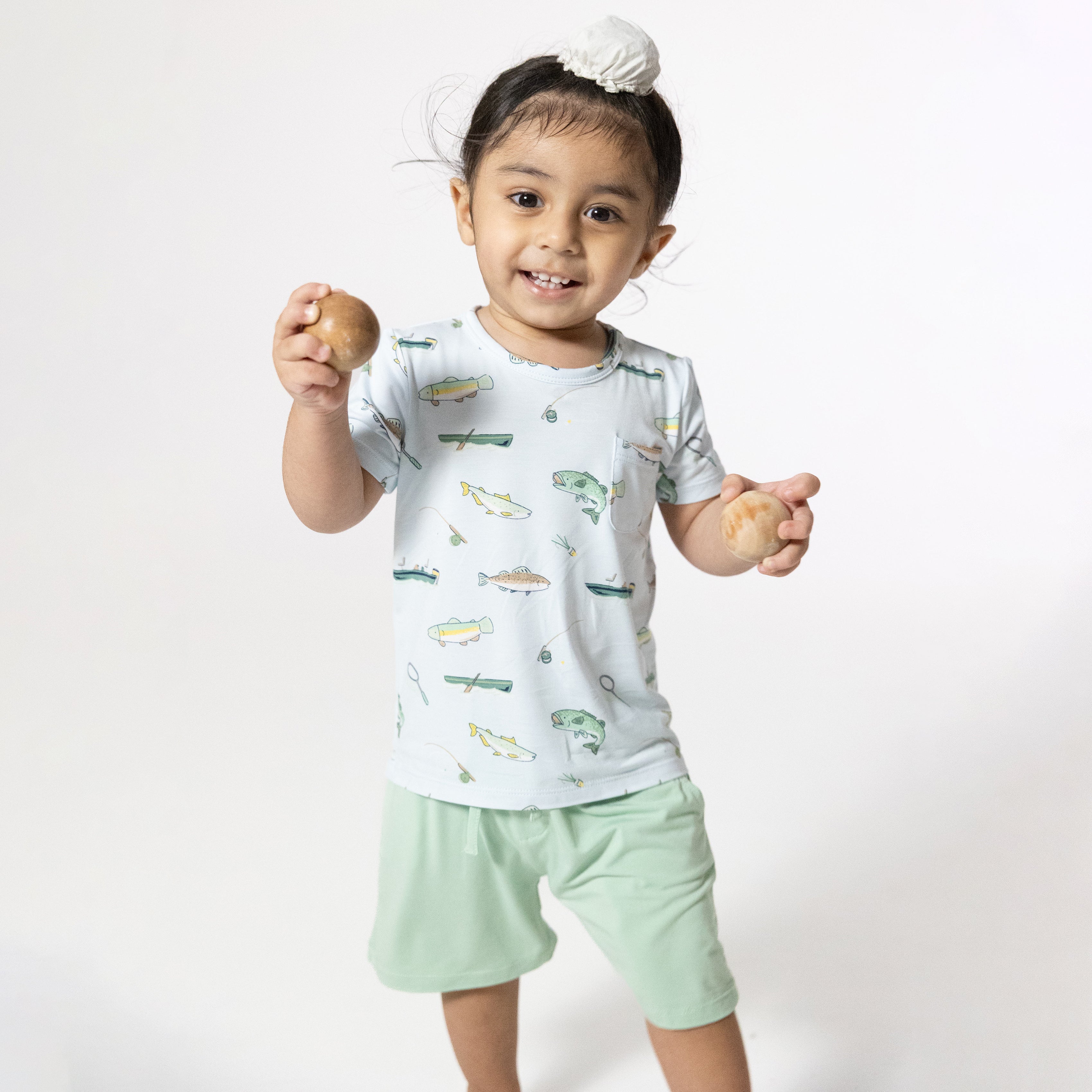 Fishing - Crew Neck Tee With Casual Short