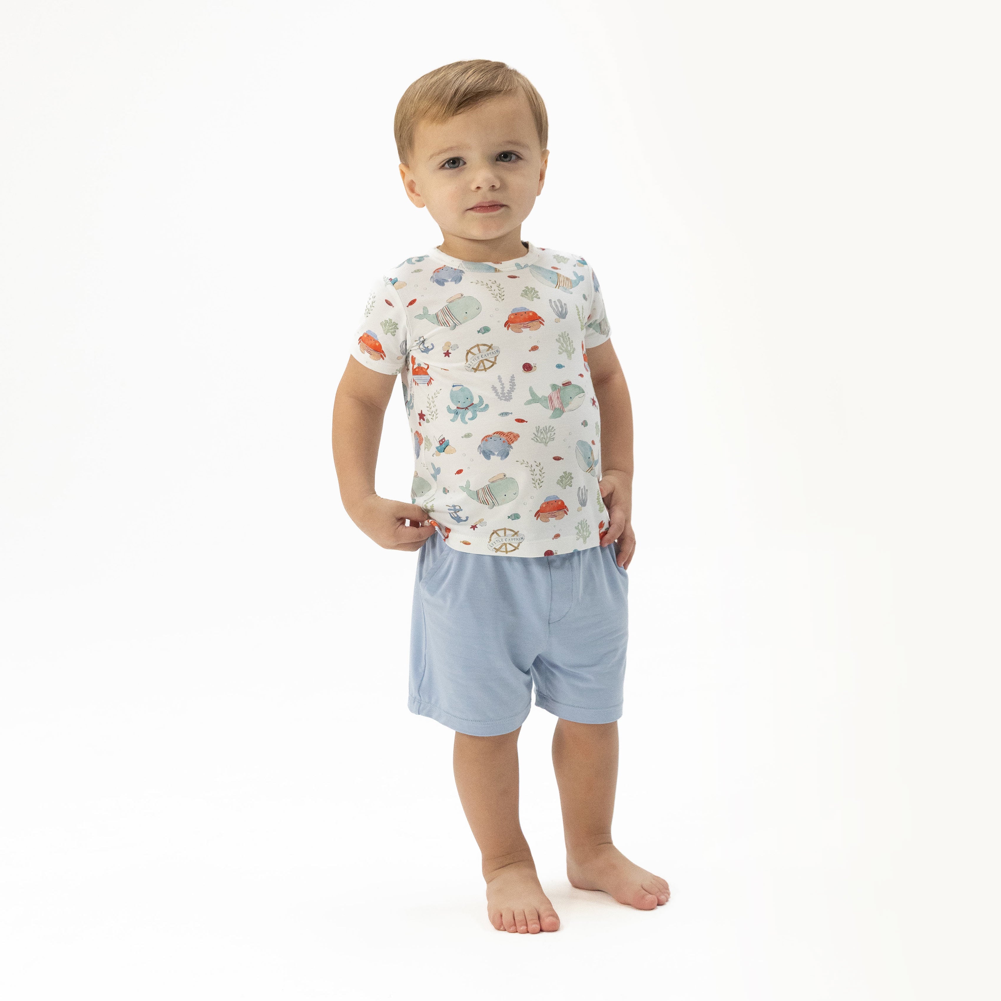 Sailor Sea Creatures - Crew Neck Tee With Casual Short