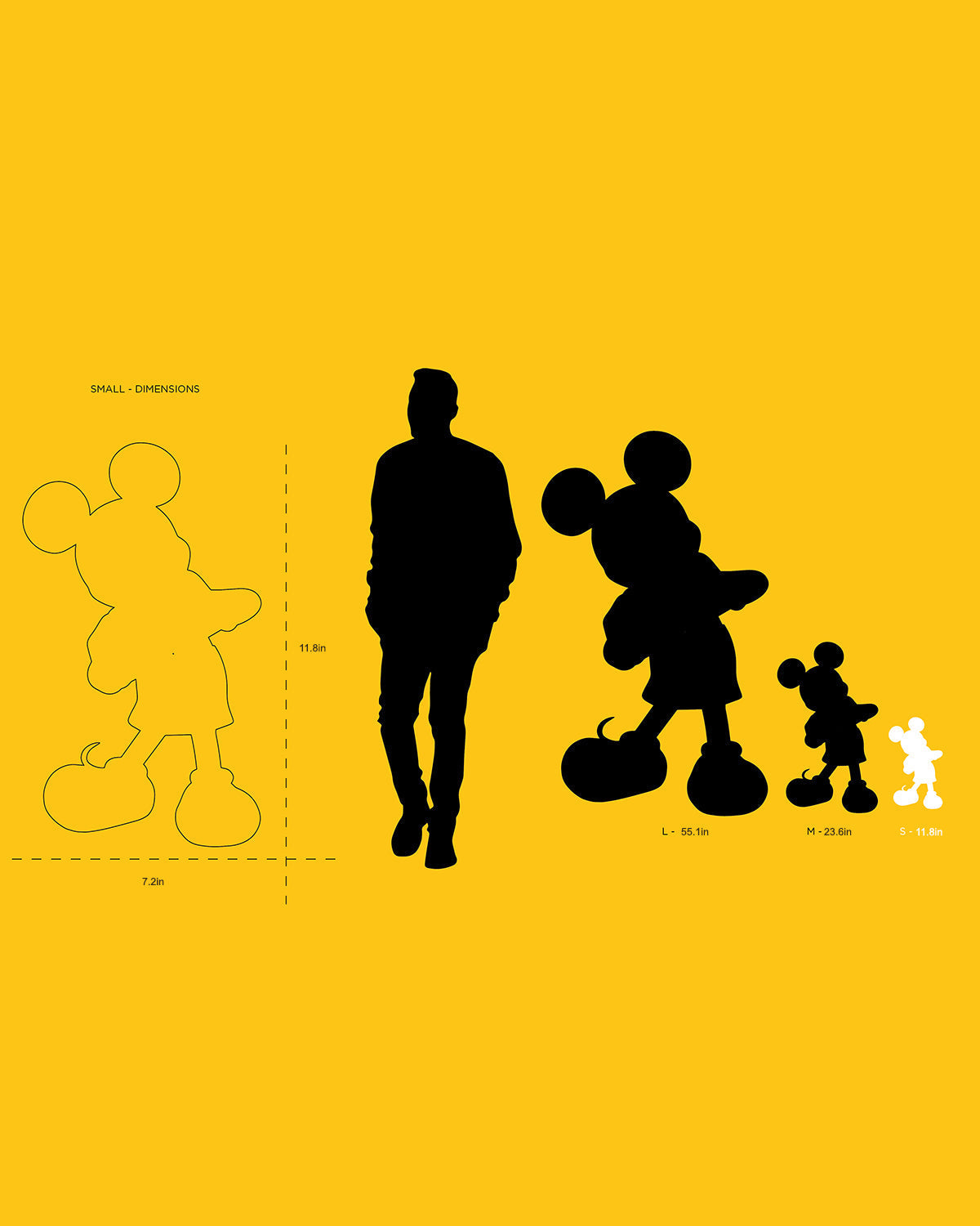Mickey Mouse With Love Black & Gold 12in