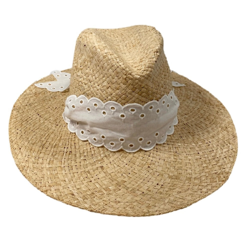 Oleander Sun Hat - Antique Eyelet Lace Ribbon