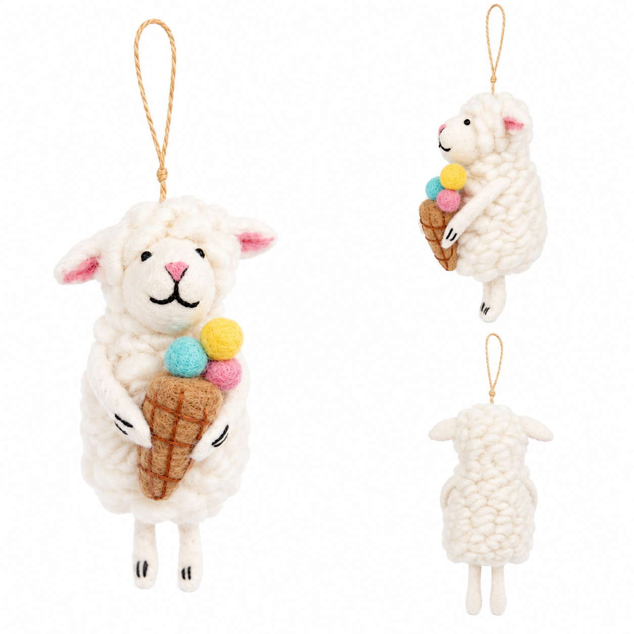 Felt Sheep With Ice Cream Ornament
