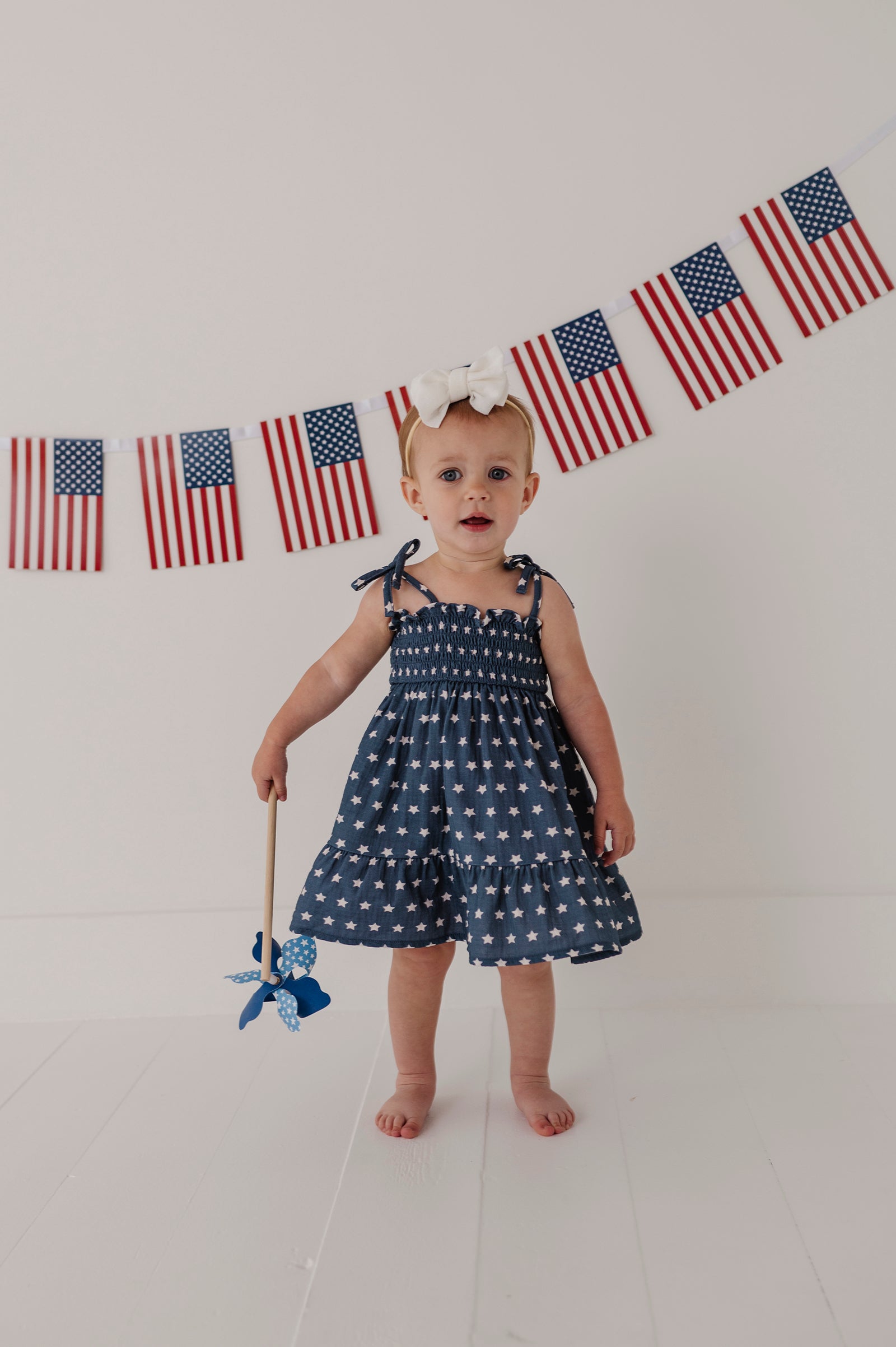Girls Tiered Mini Dress In American Stars