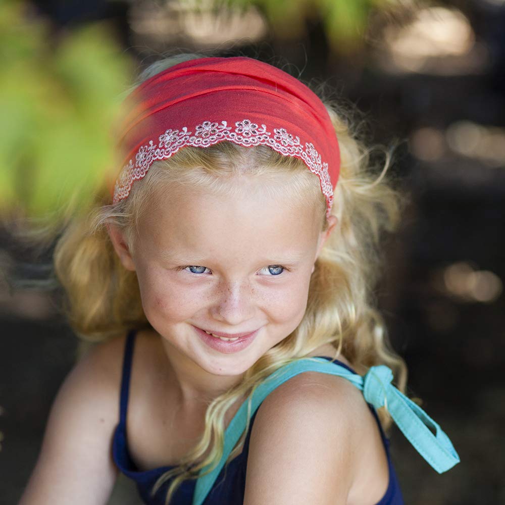 Eyelet Needlework Embroidered Bandana Headband – For Girls Ages 5–12 Years