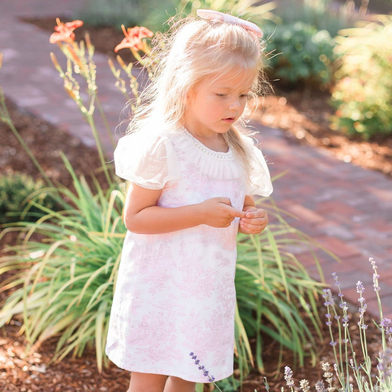 Pink French Toile Pearl Dress