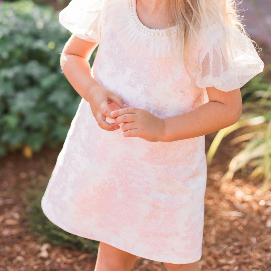 Pink French Toile Pearl Dress