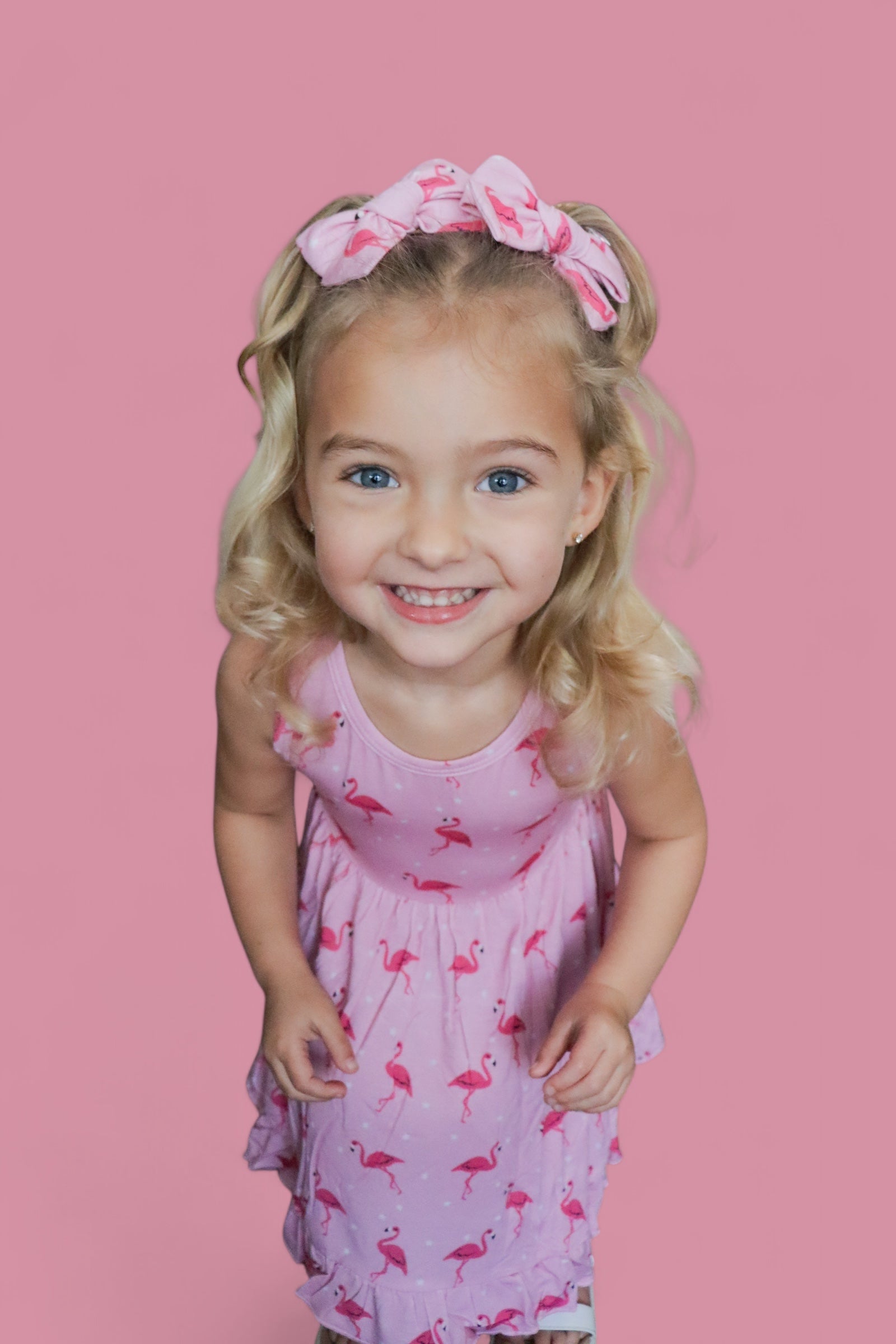 Flocking Flamingos Sleeveless Dream Ruffle Dress