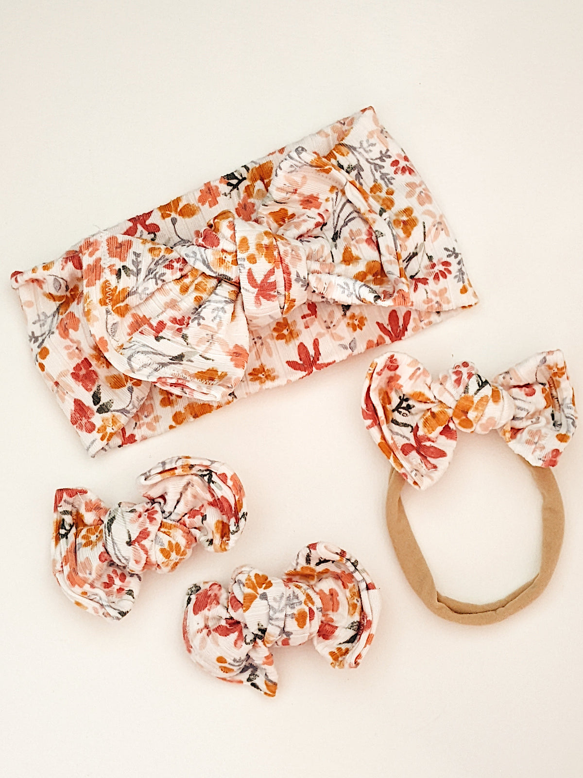 Vintage Floral Ribbed Bow