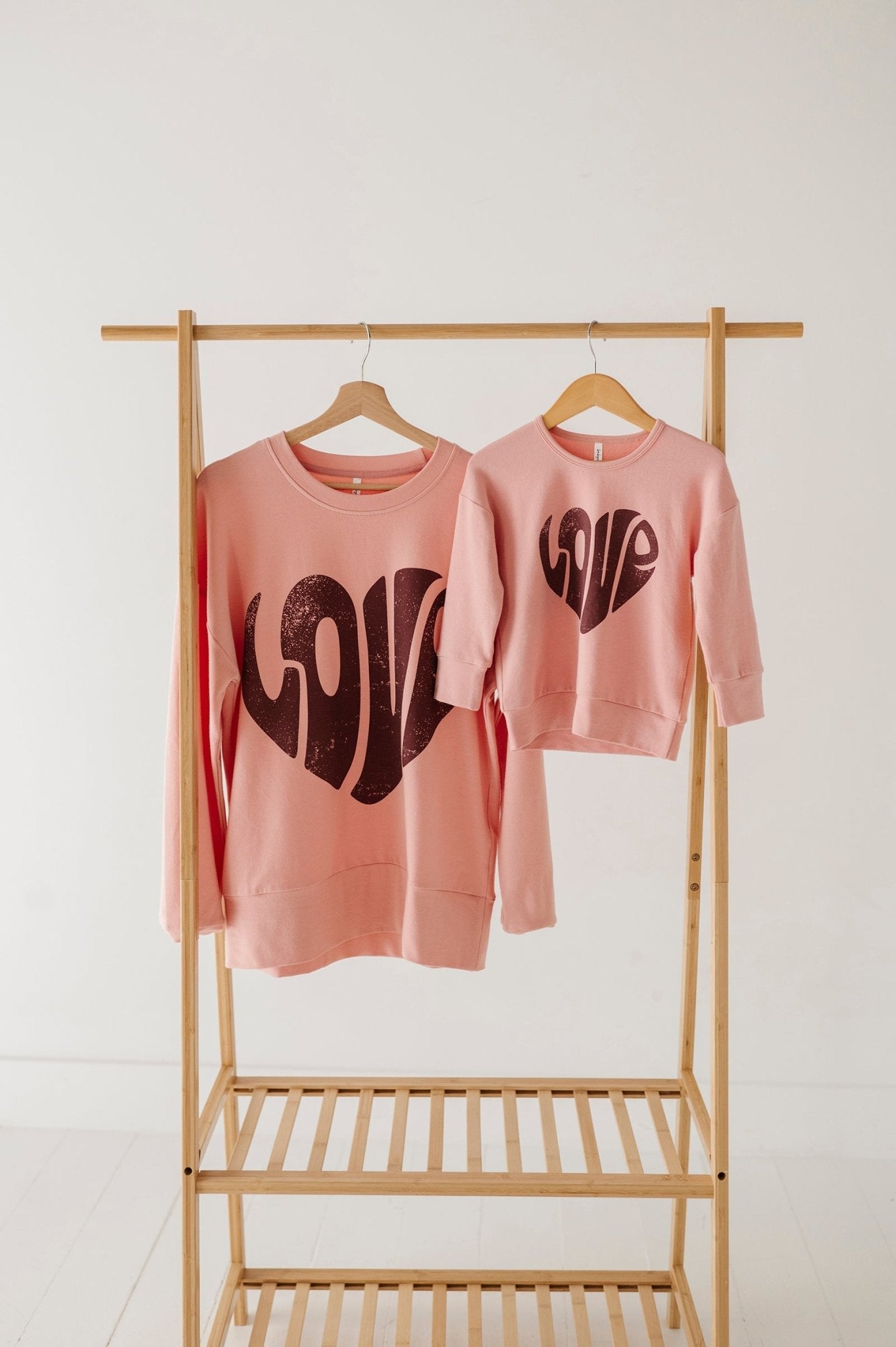 Girls Drop-shoulder Pullover In Love In Rose Brown
