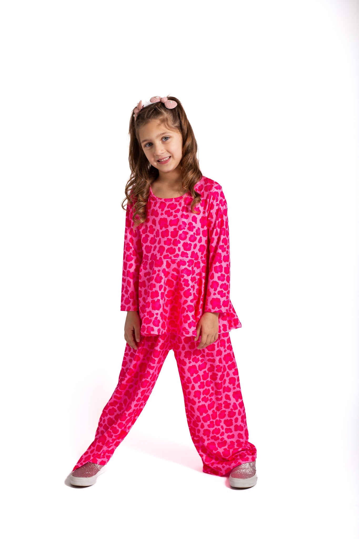 Pink Leopard Ribbed Lounge Set
