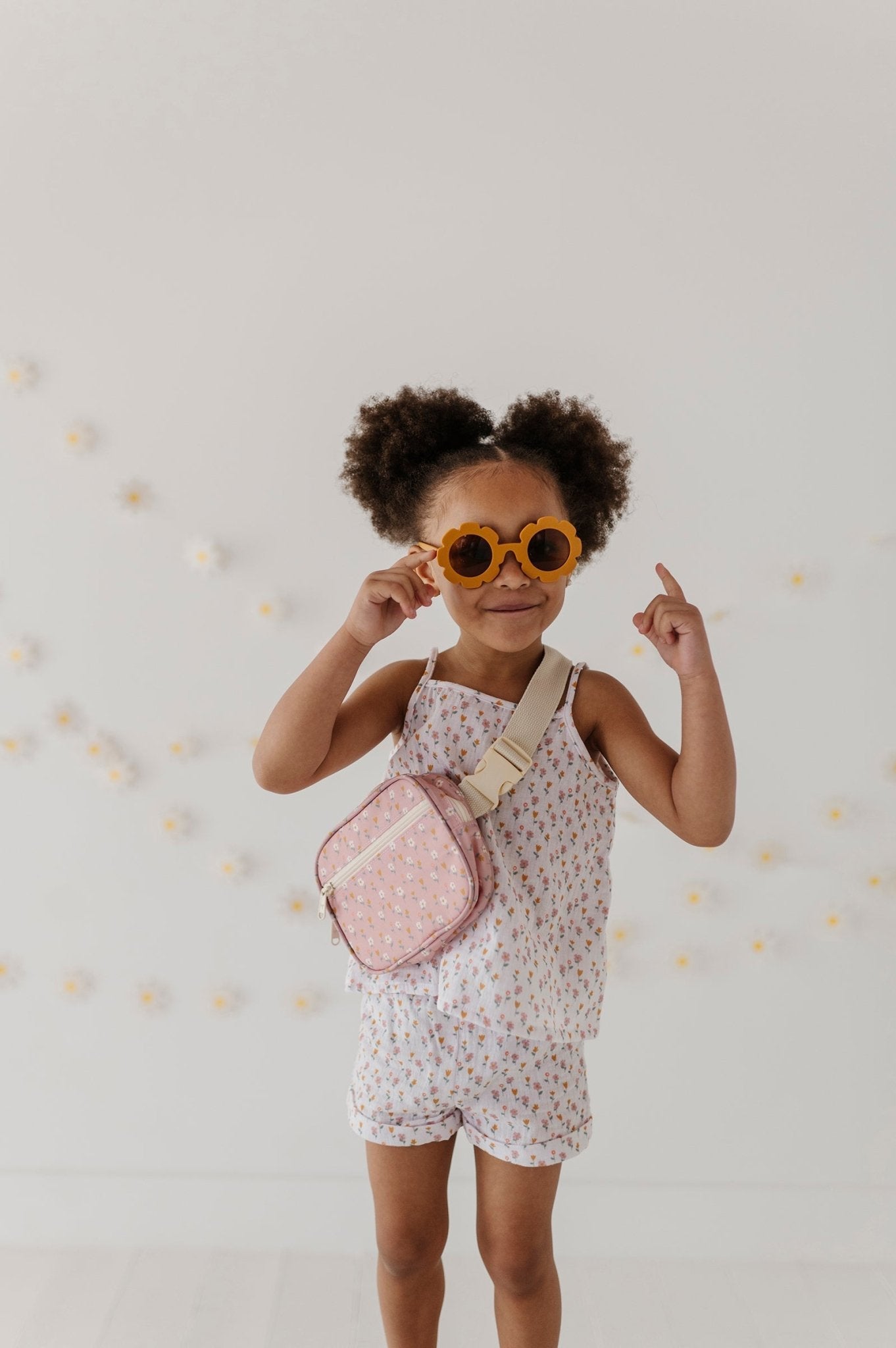 Girls Gauze Tank & Short Set In Mini Daisy On Cream