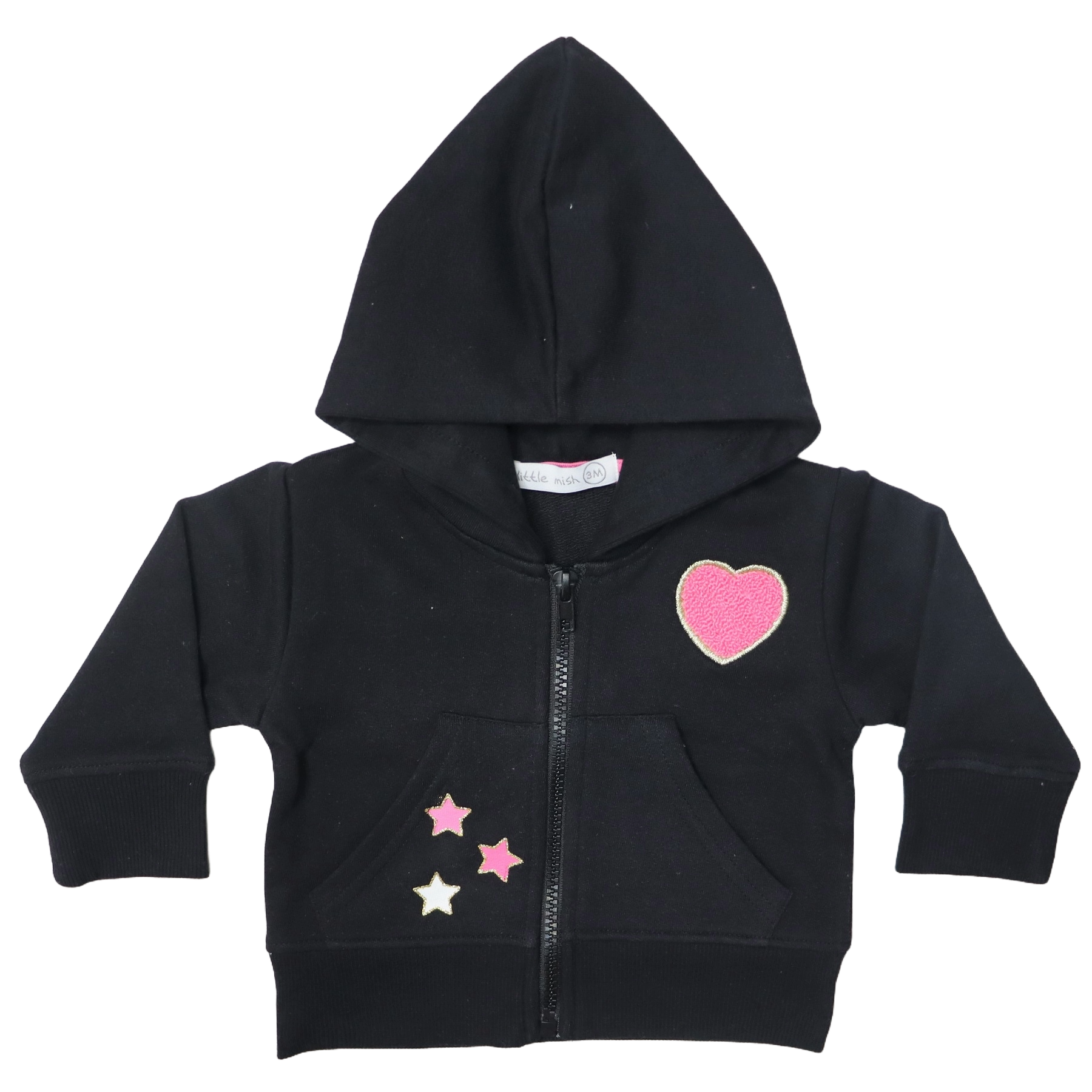 Baby Zip Hoodie - Glitter Patches