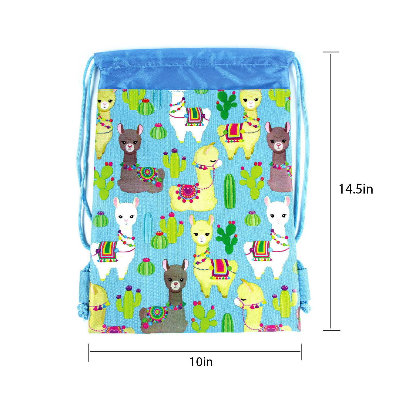 Llamas Drawstring Backpack With Wristlet 2 Piece Set Travel Gym Cheer (blue)