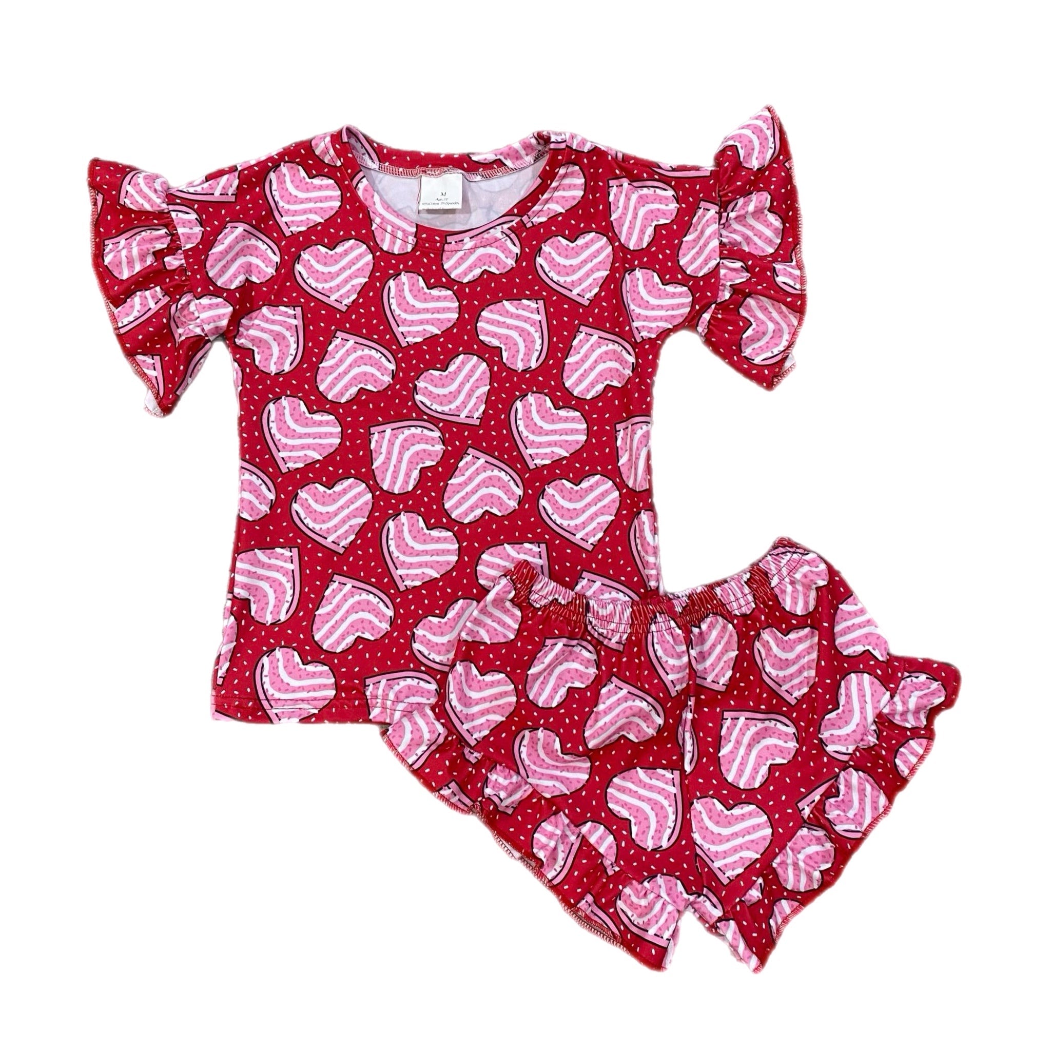 Red Cakes Ruffle Top Set