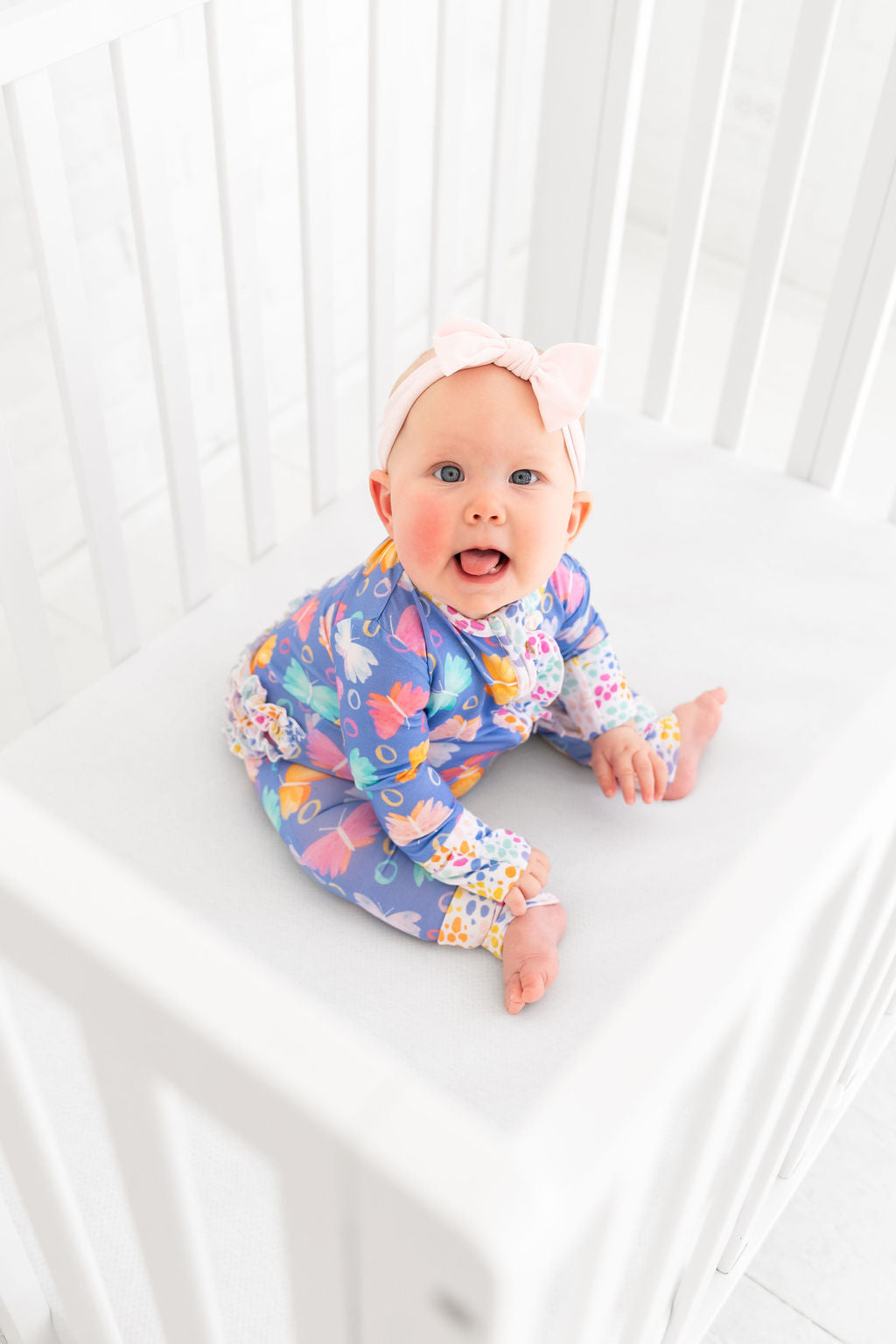 Korrie Butterflies Bamboo Ruffle Convertible Footie